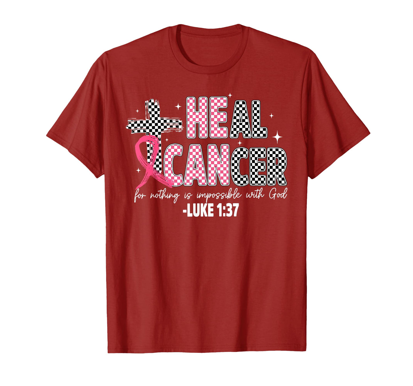 Heal Breast Cancer Coquette Christian God Faith Pink Ribbon T-Shirt
