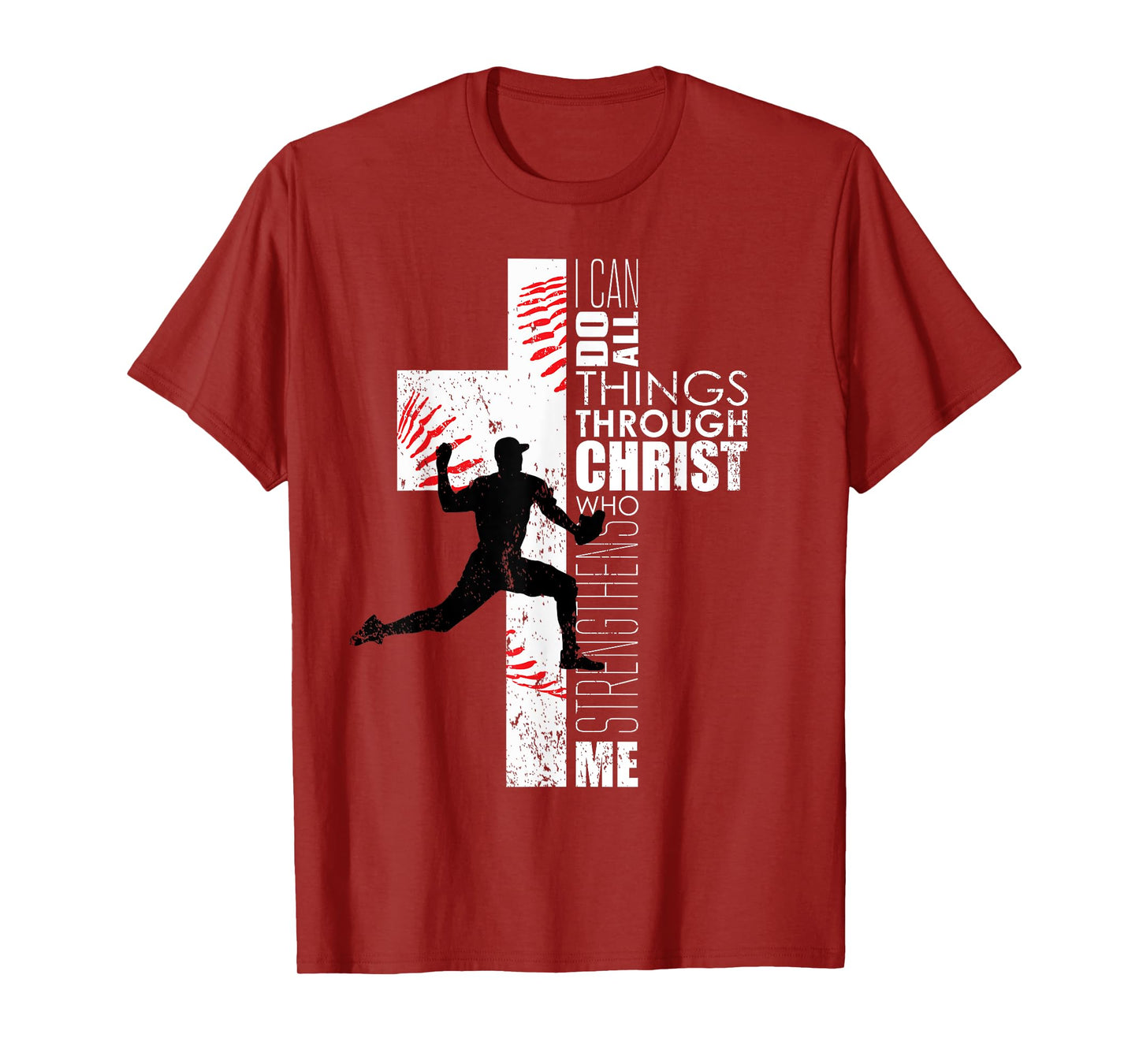 Christian Philippians 4:13 Kids Boys Cross Baseball Pitcher T-Shirt