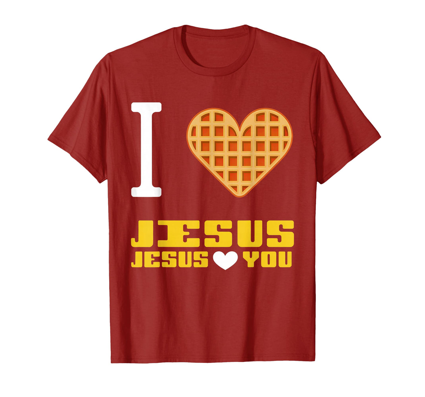 I Love Jesus Waffle Heart Funny Christian Breakfast T-Shirt