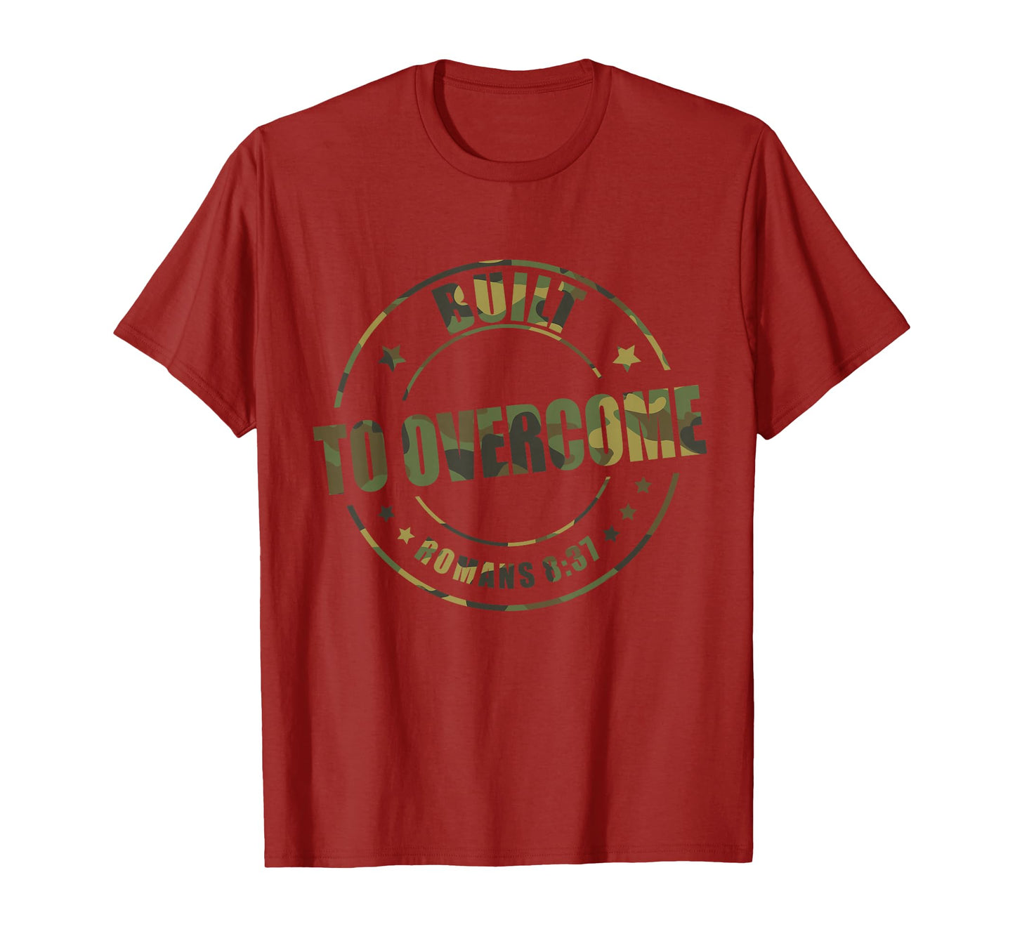 Built to Overcome Camo Gym Workout Christian Faith Scripture T-Shirt