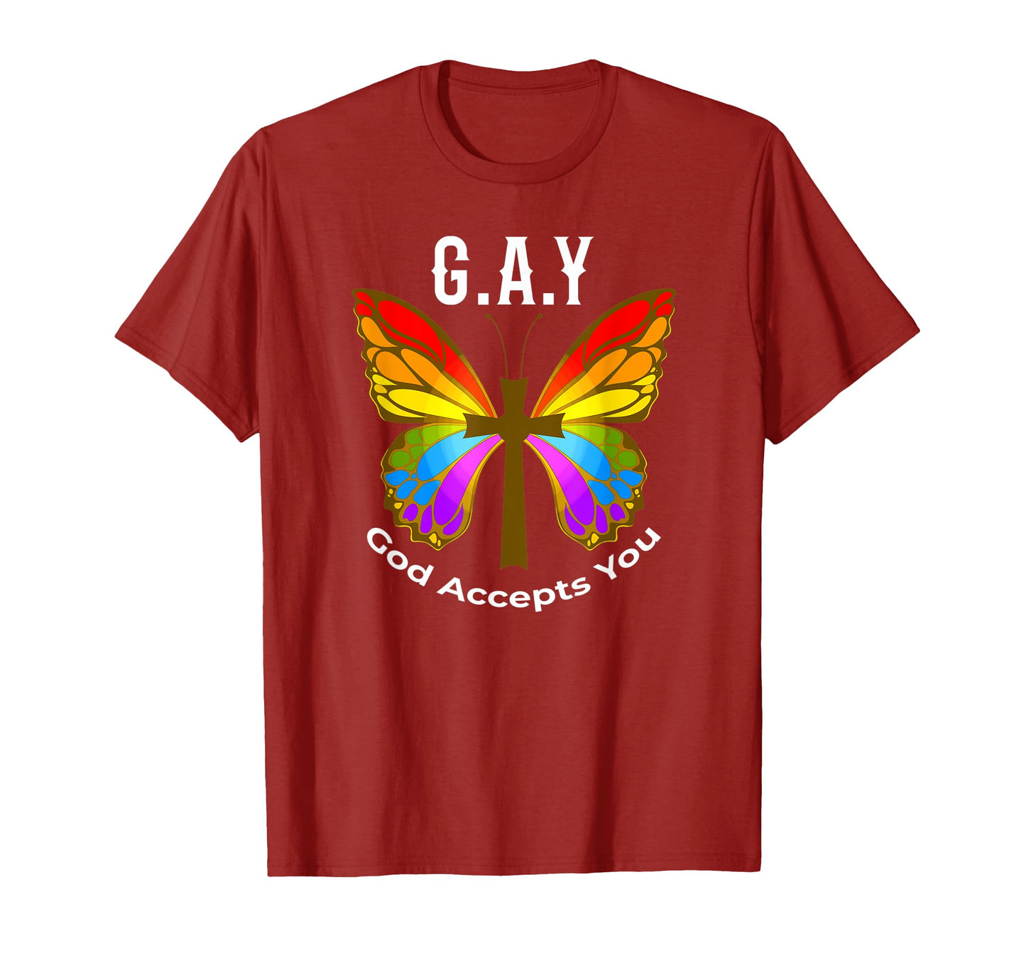 God Accepts You Gay Christian Pride Flag Rainbow Butterfly T-Shirt