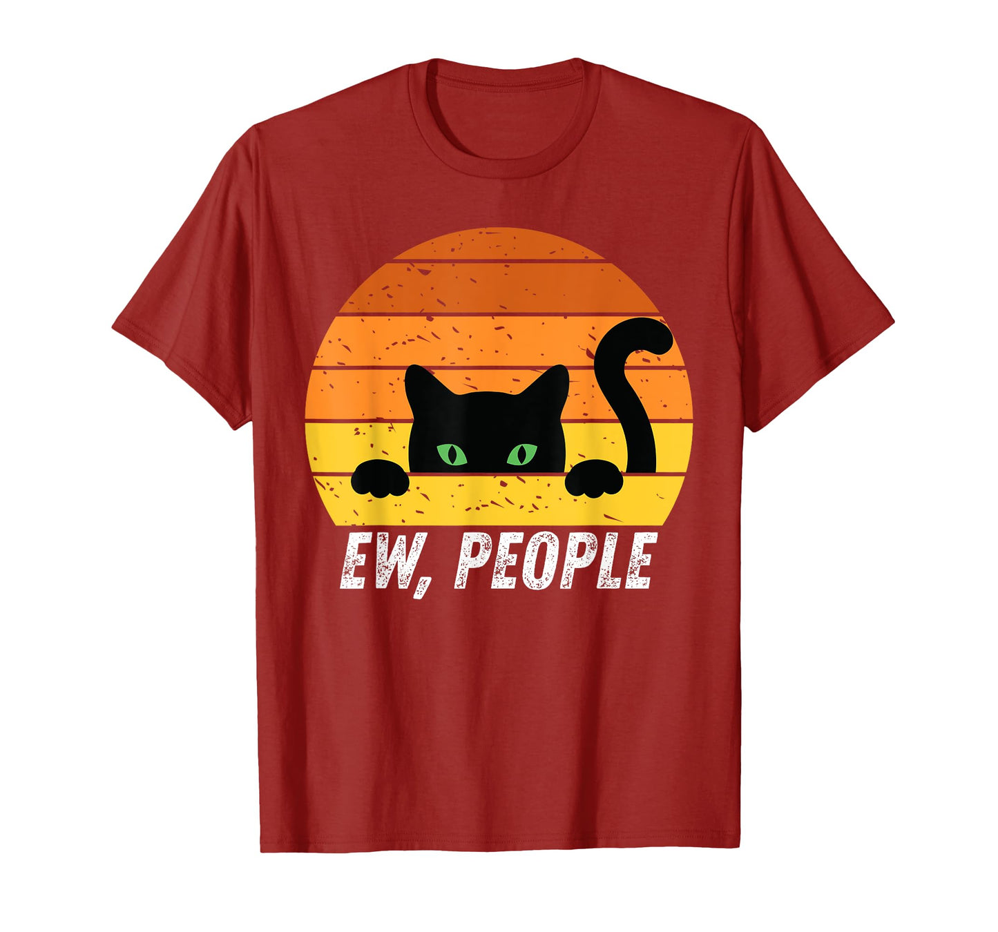 Ew People Retro Cat Funny Introvert Vintage Gifts Cat Lovers T-Shirt