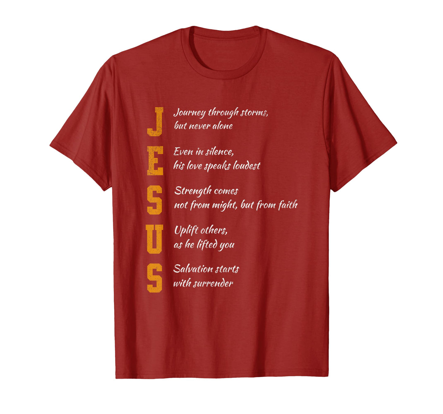 Jesus Christian Faith Love Strength God Men Women Kids T-Shirt