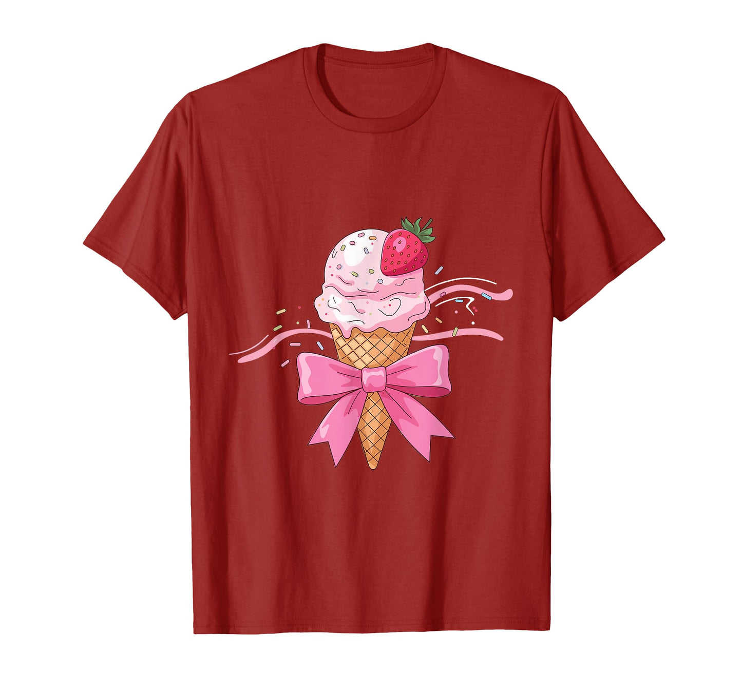 Coquette Bow Ice Cream Cone sprinkles Ribbon strawberry mom T-Shirt