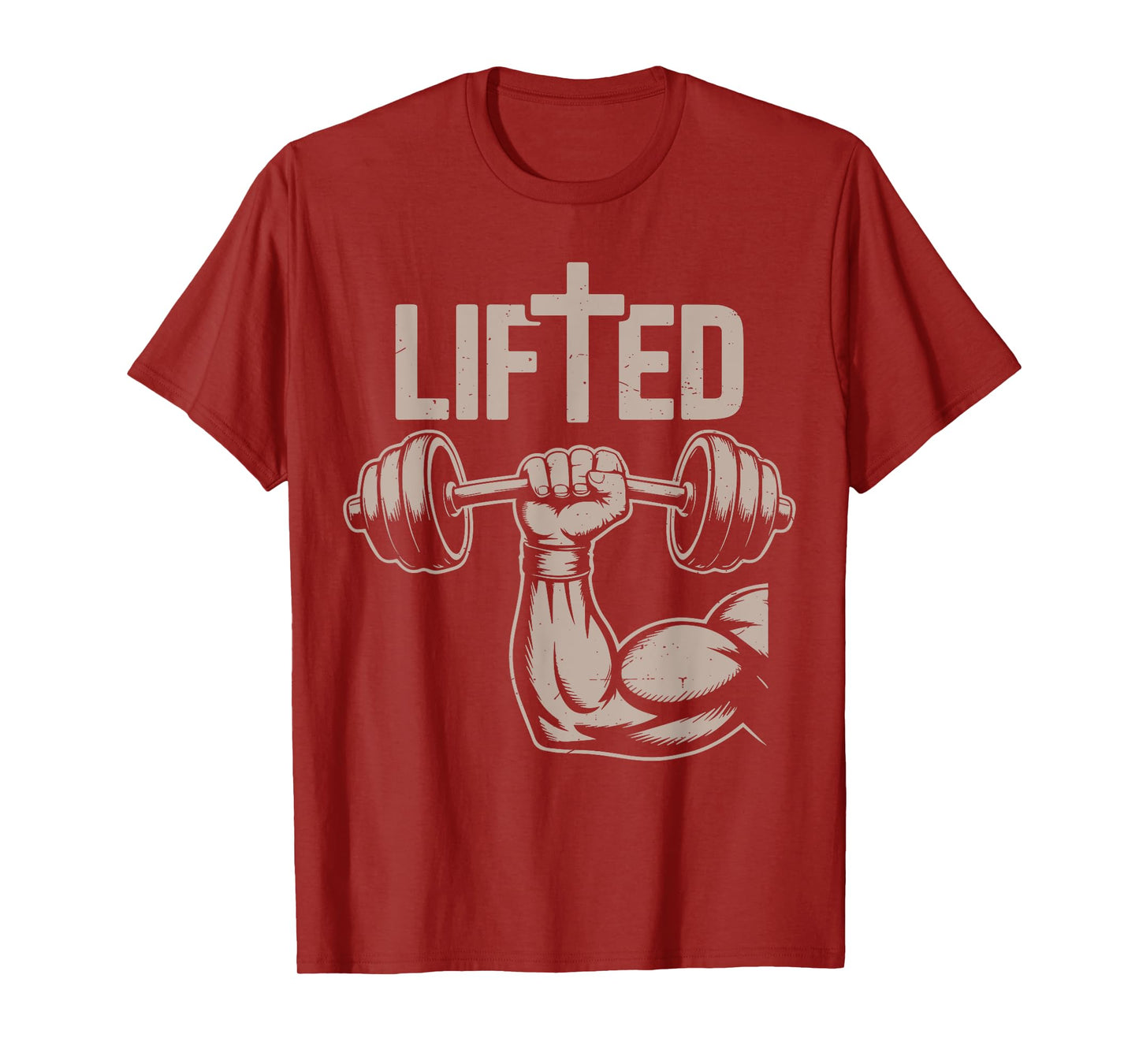 Lifted Funny Christian Workout Gym Jesus Weightlifting Cross T-Shirt