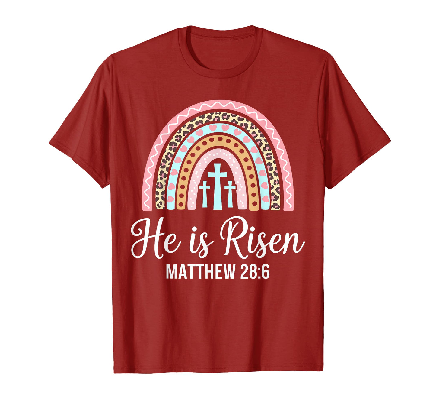 He is risen leopard rainbow for christian easter girls women T-Shirt