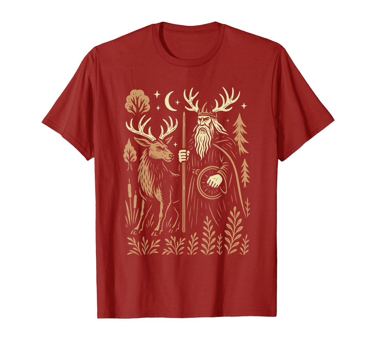 Mythical Norse Forest God Art Viking Pagan Symbolism Nordic T-Shirt