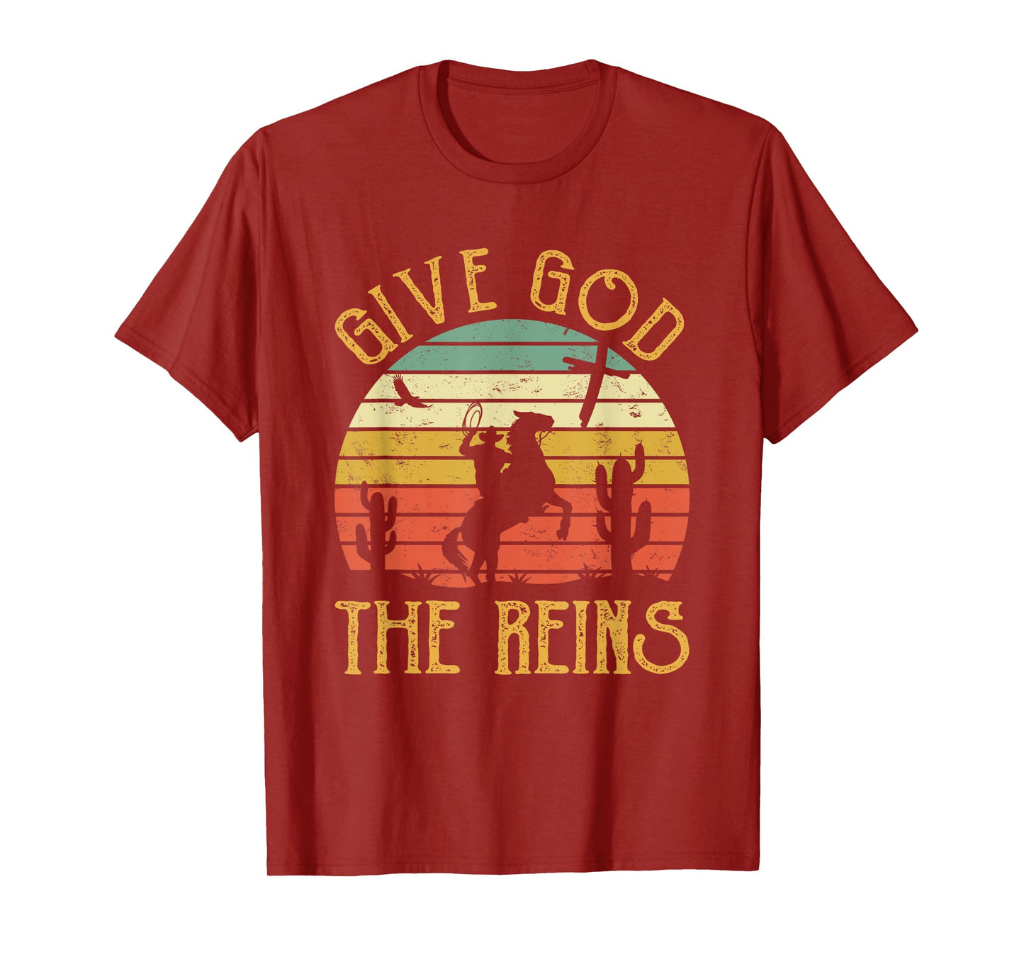 Give God The Reins Shirt Funny Cowboy Riding Horse Christian T-Shirt