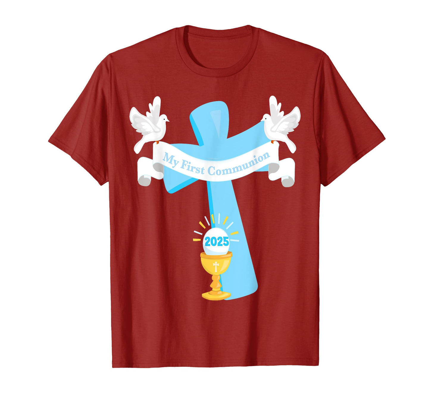 Boy First Communion 2025 Cross Chalice Eucharist Grandson T-Shirt