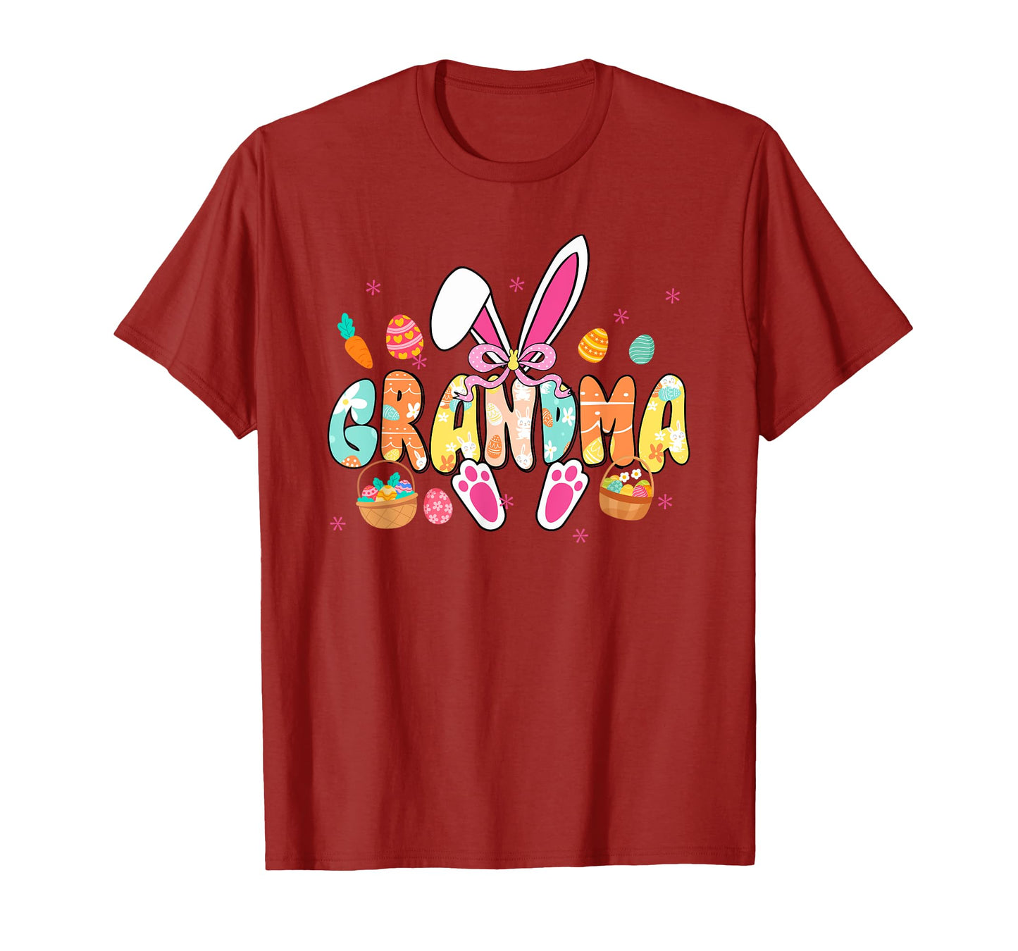Grandma Easter Grandma Coquette Bunny Ears Eggs Basket Bow T-Shirt