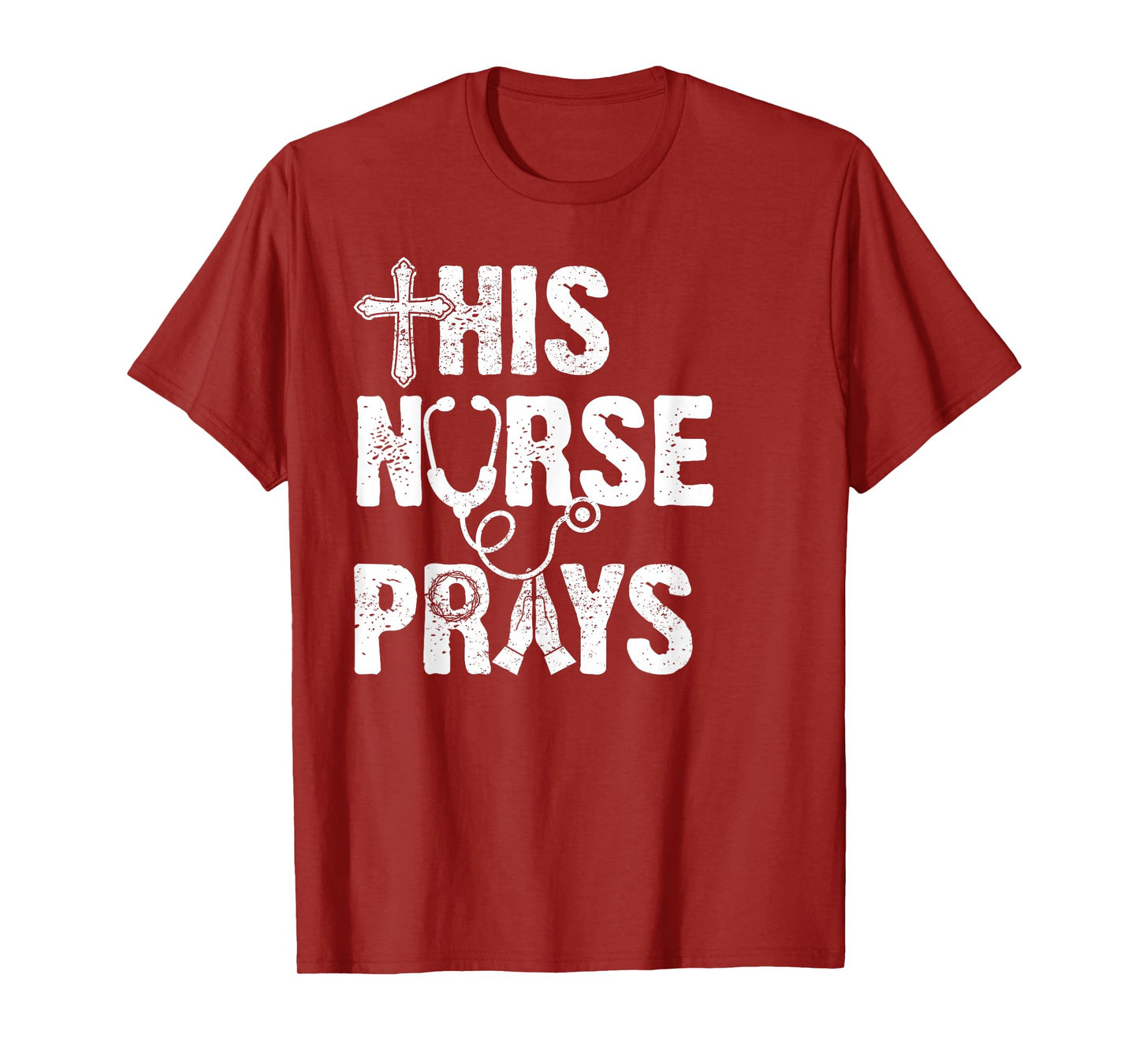 This Nurse Prays Christian Nurse Faith Stethoscope Cross T-Shirt