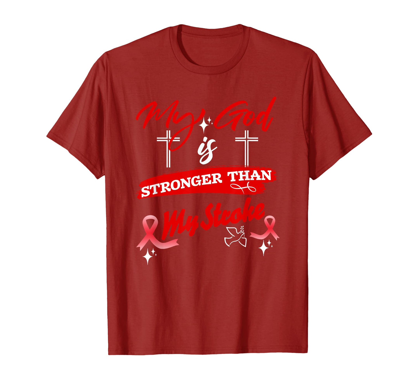 Stroke Warrior My God Is Stronger Than My Stroke Red Ribbon T-Shirt