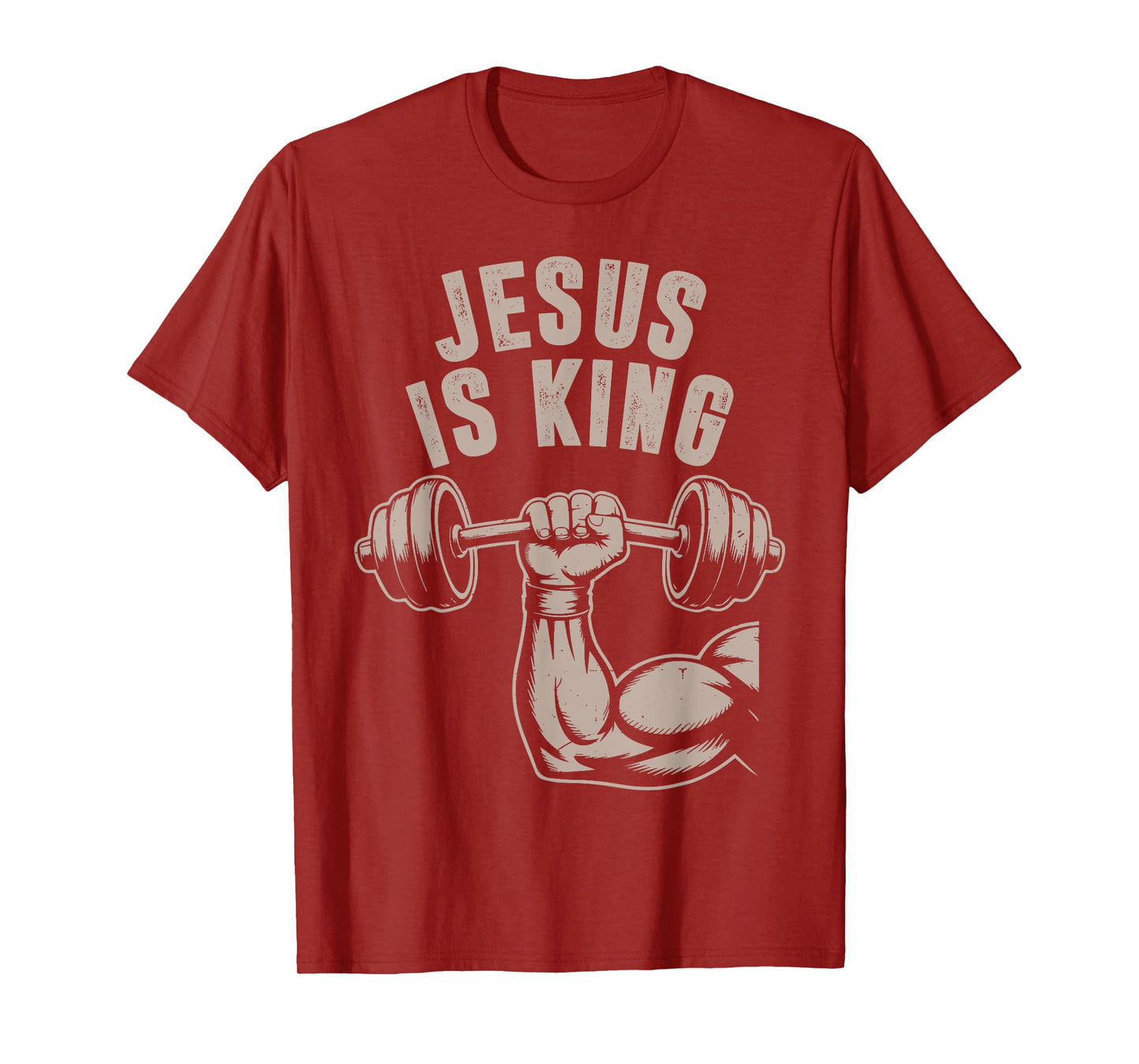 Jesus is King Barbell Cross Funny Christian Workout Gym Men T-Shirt
