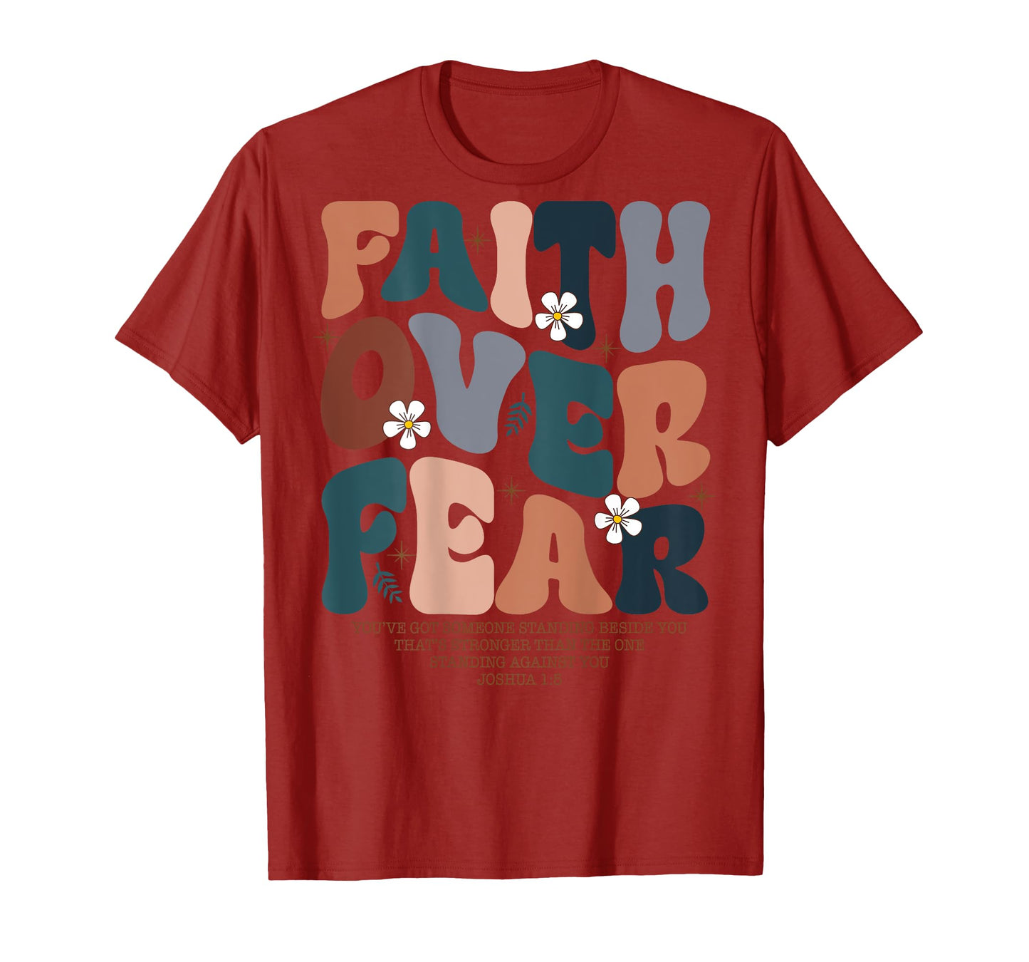 Christian Women Girls Kids Jesus Religious Faith Over Fear T-Shirt