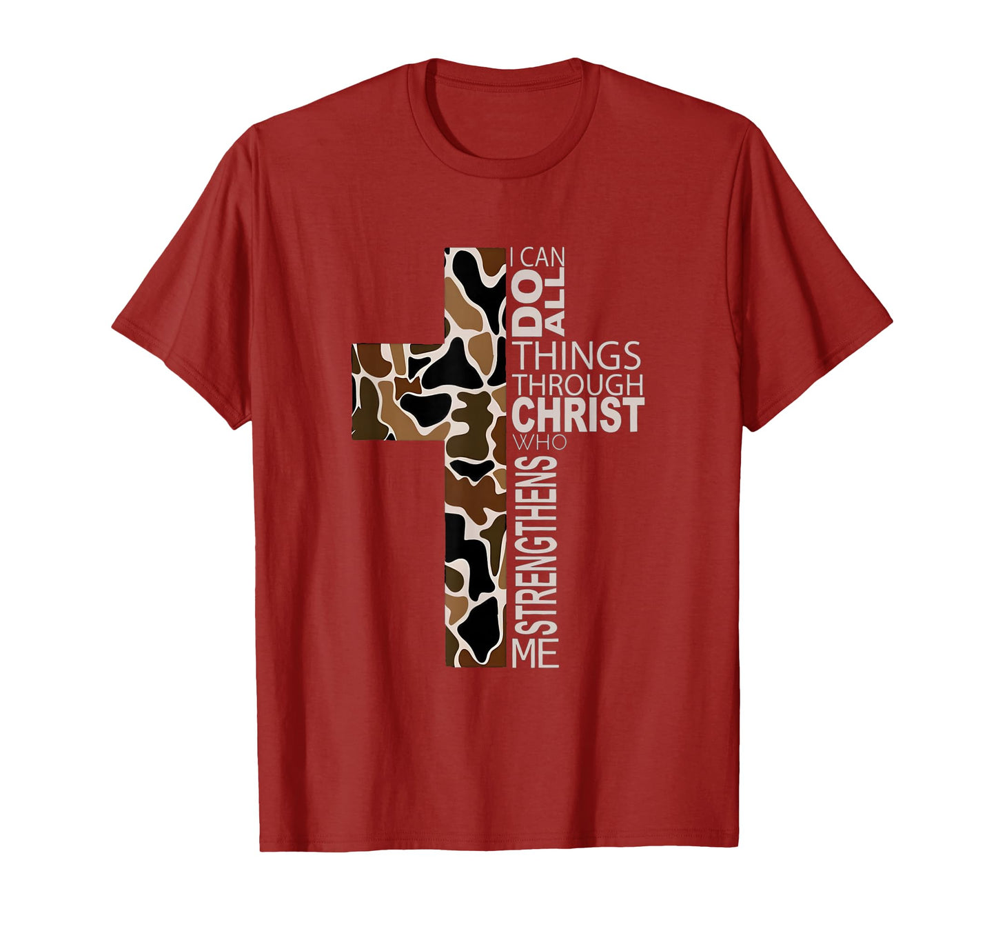 I Can Do All Things Through Christ Christian Camo Cross T-Shirt