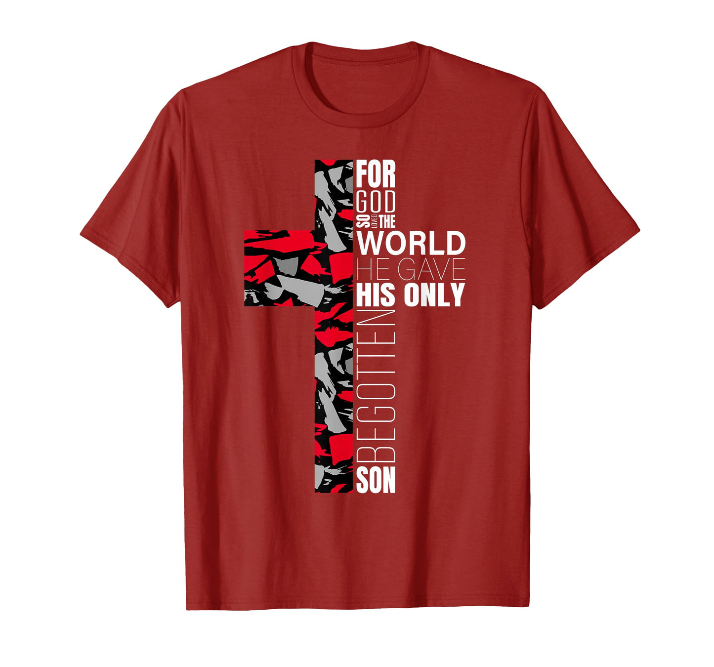 Red Black Gray Christian Cross Bible Verse Gifts Graphic T-Shirt