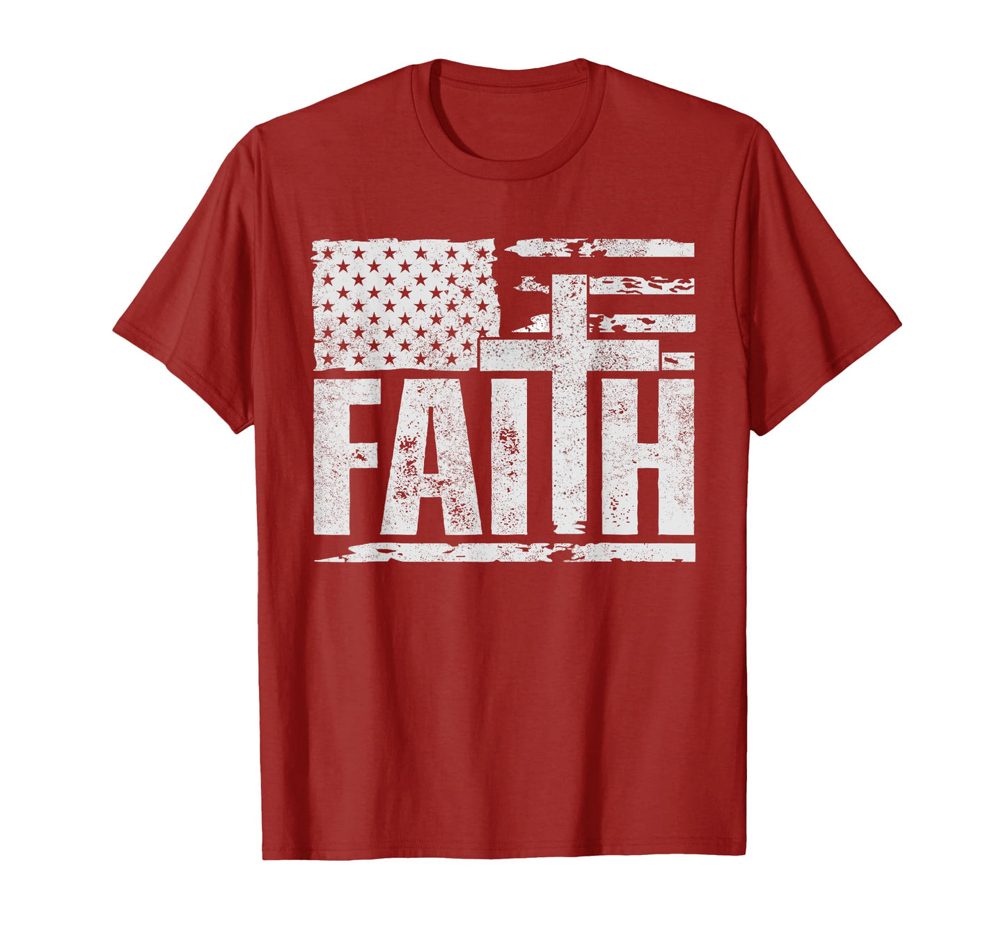 Vintage American Flag Cross Faith Jesus Christian Patriotic T-Shirt