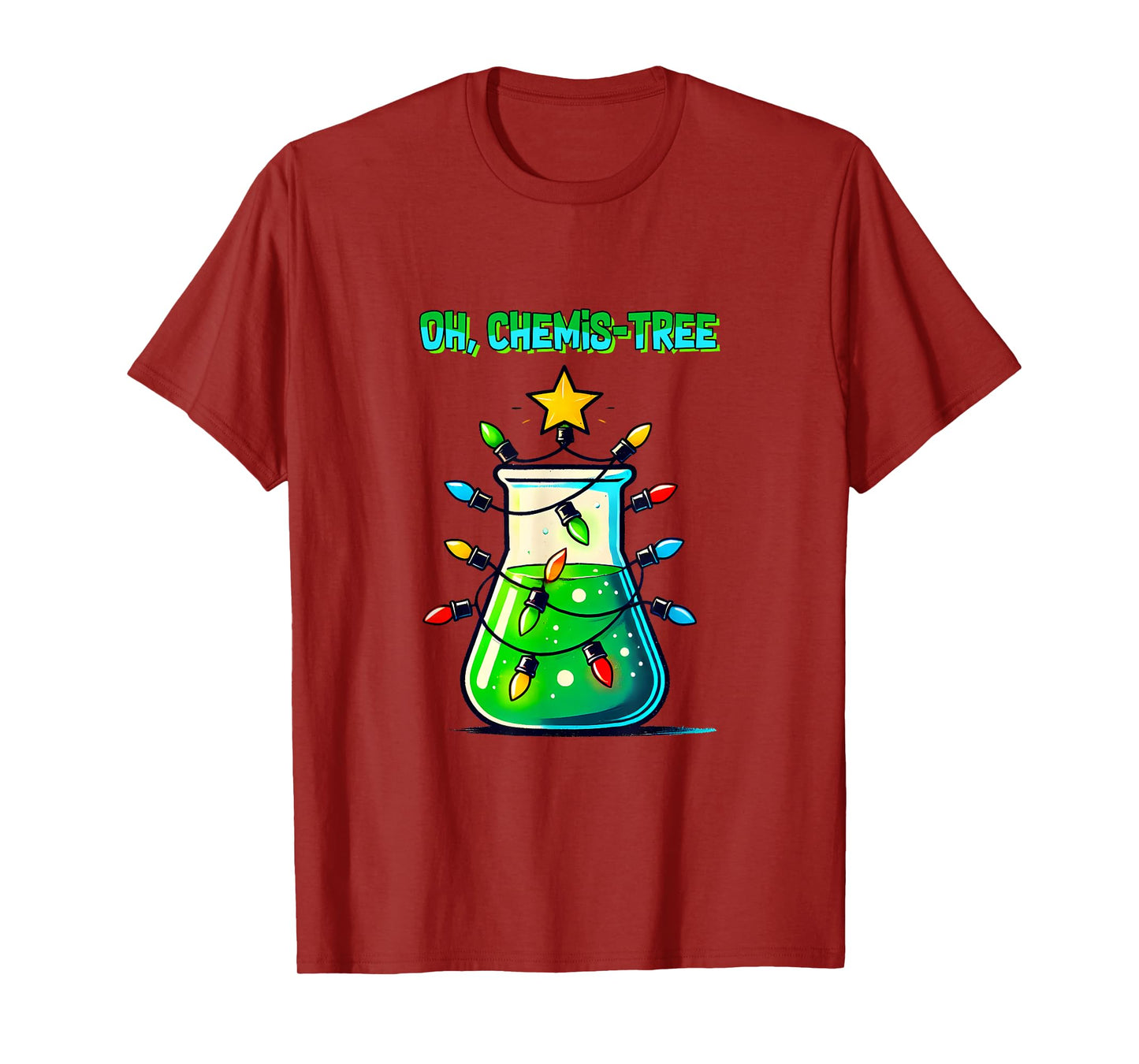 Science Teacher christmas tees Funny Science Teacher Oh Chemis-Tree Christmas Xmas tree Unisex-Adult T-Shirt Black Small