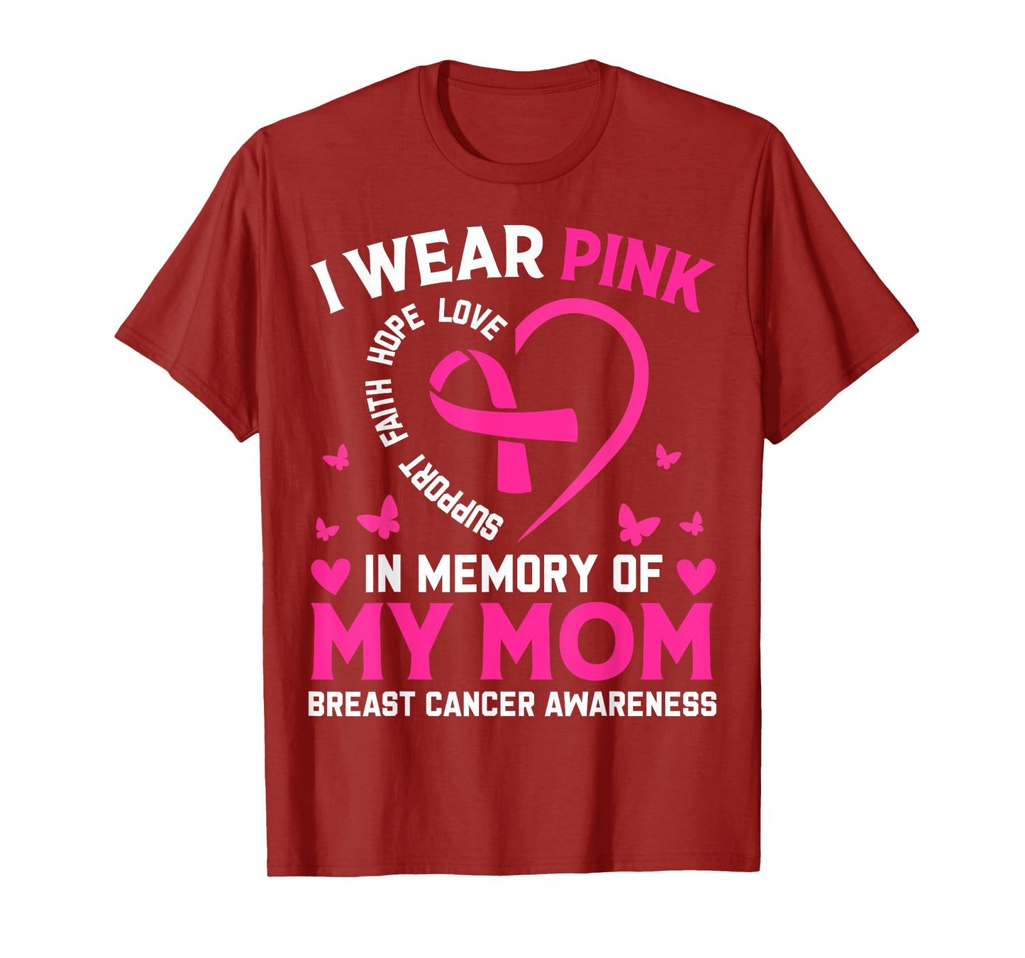 Breast Cancer Awareness Gift I Wear Pink In Memory Of My Mom T-Shirt