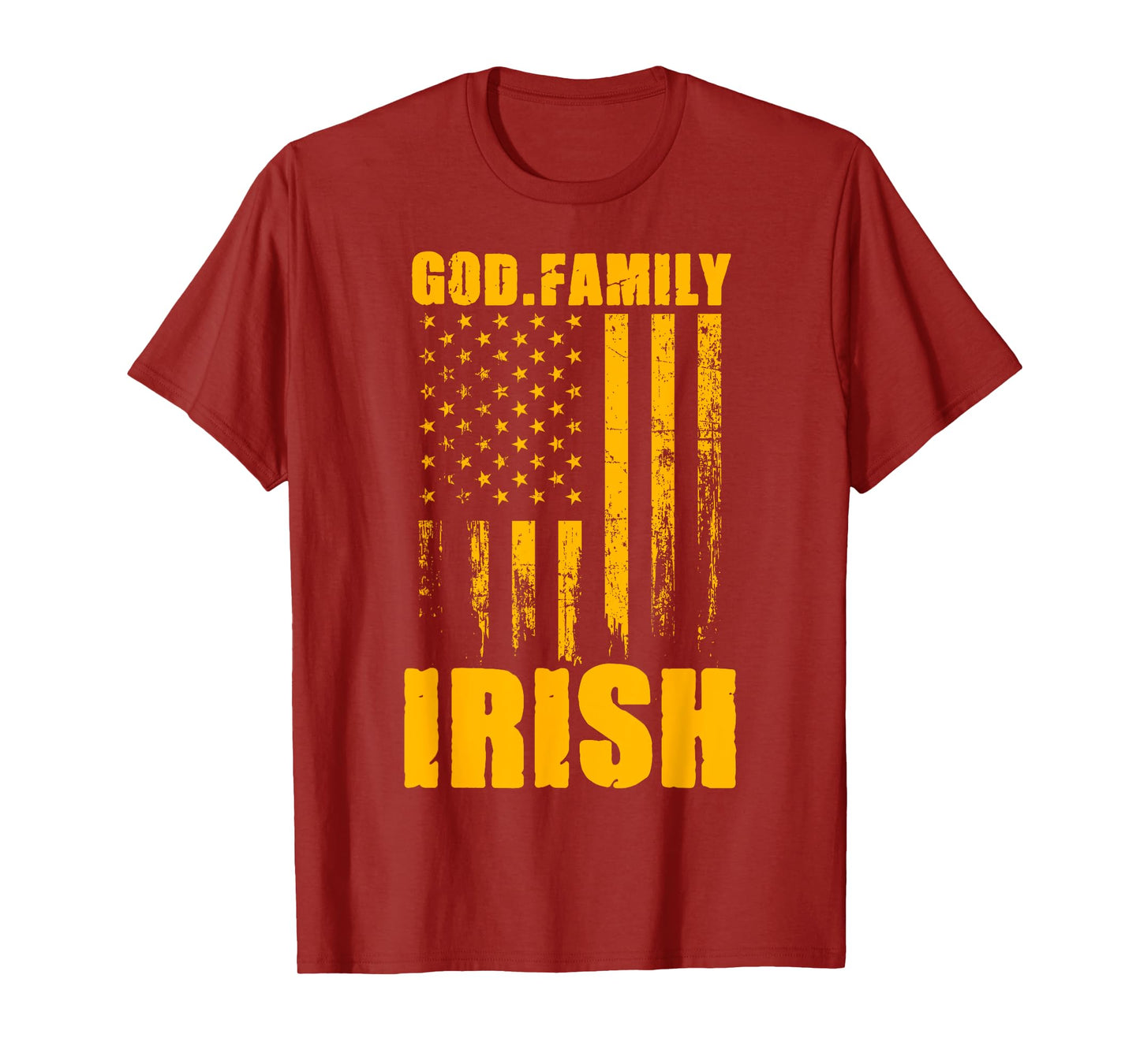 Notre Dame Irish God. Family. Vintage USA Flag T-Shirt