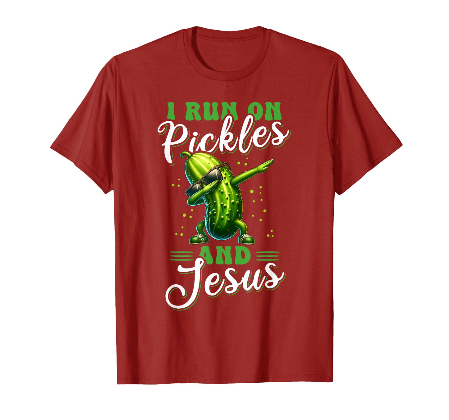 Funny Pickle Cucumber I run on Pickles and Jesus T-Shirt