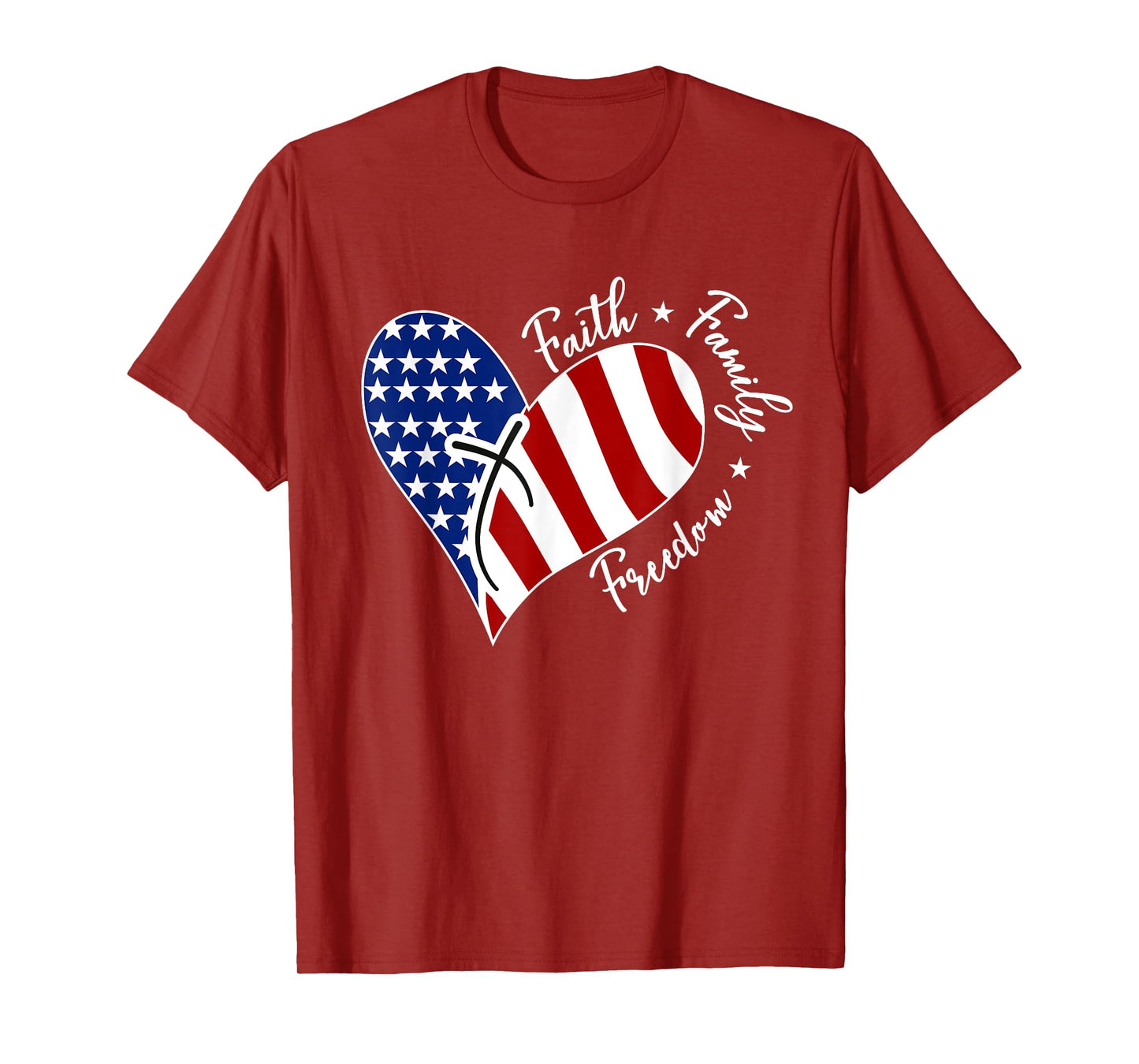 Jesus Cross Heart-Shaped America Flag The Lord Is My Rock T-Shirt