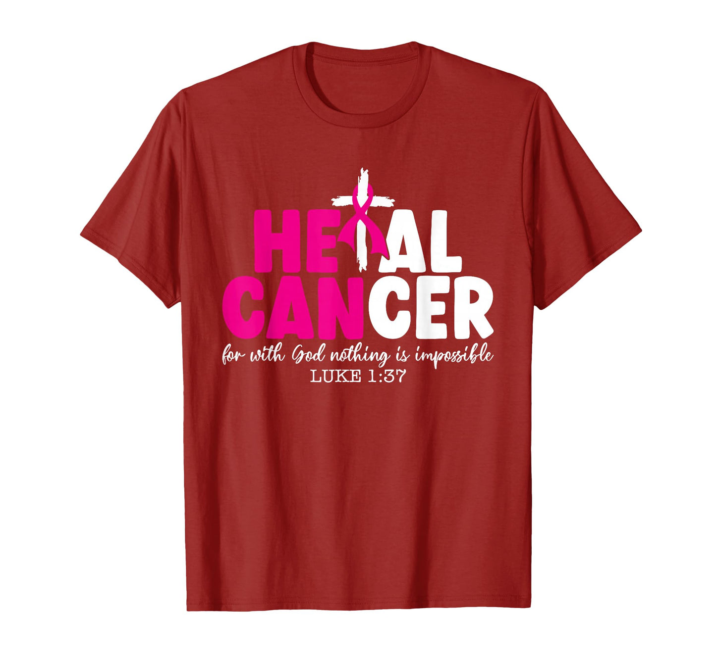 Heal Cancer Believe God Christian Breast Cancer Awareness T-Shirt