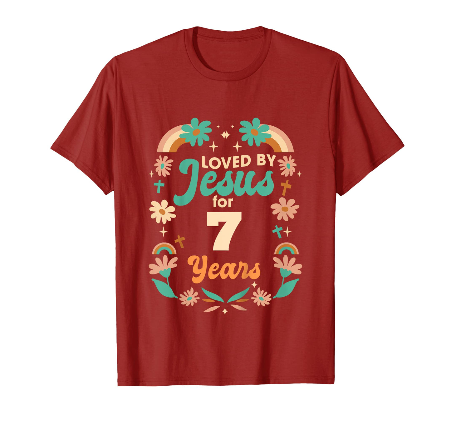Loved By Jesus For 7 Years 7th Birthday Christian Theme T-Shirt