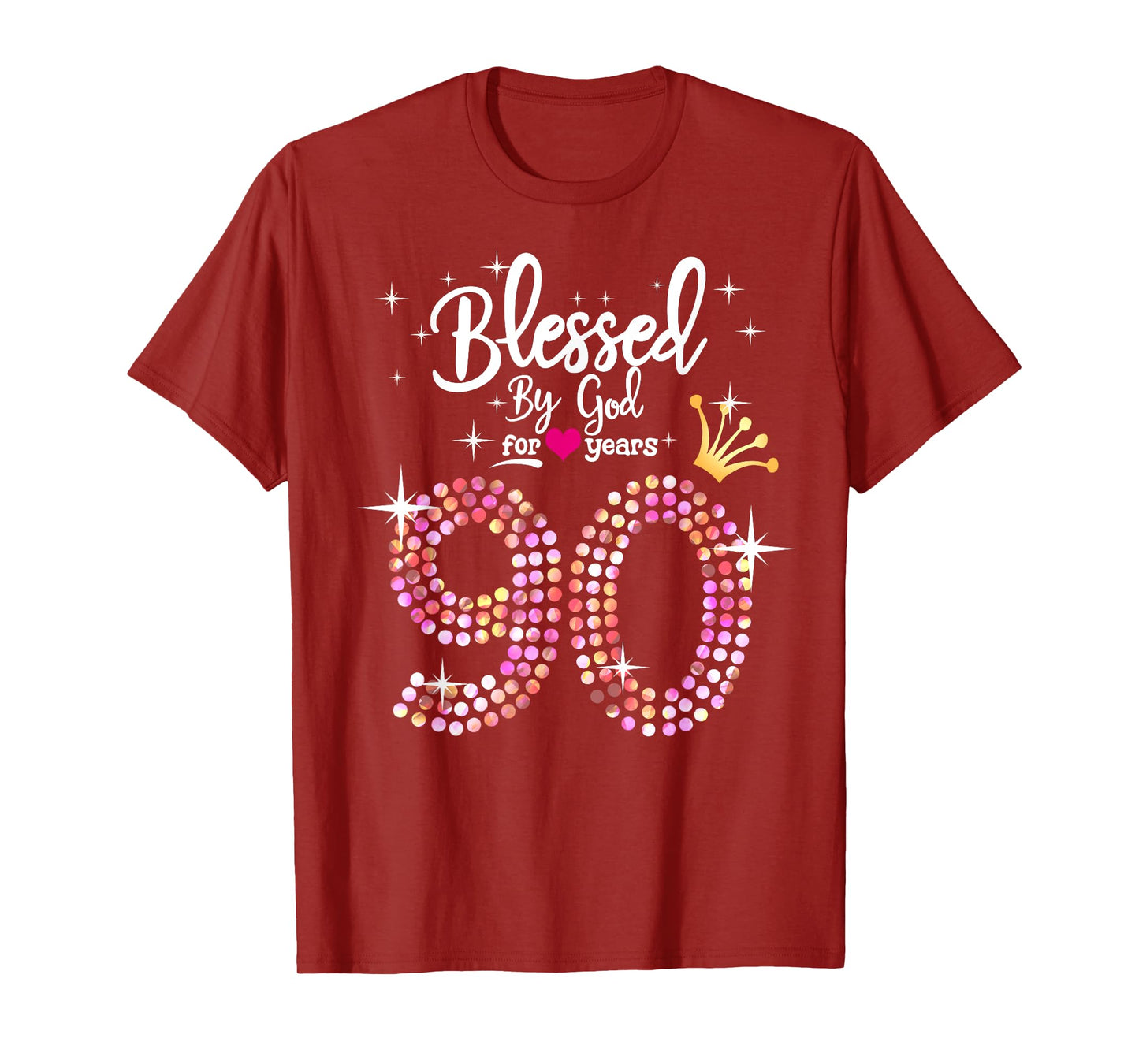 Womens Blessed by God for 90 Years 90th Birthday Anniversary T-Shirt