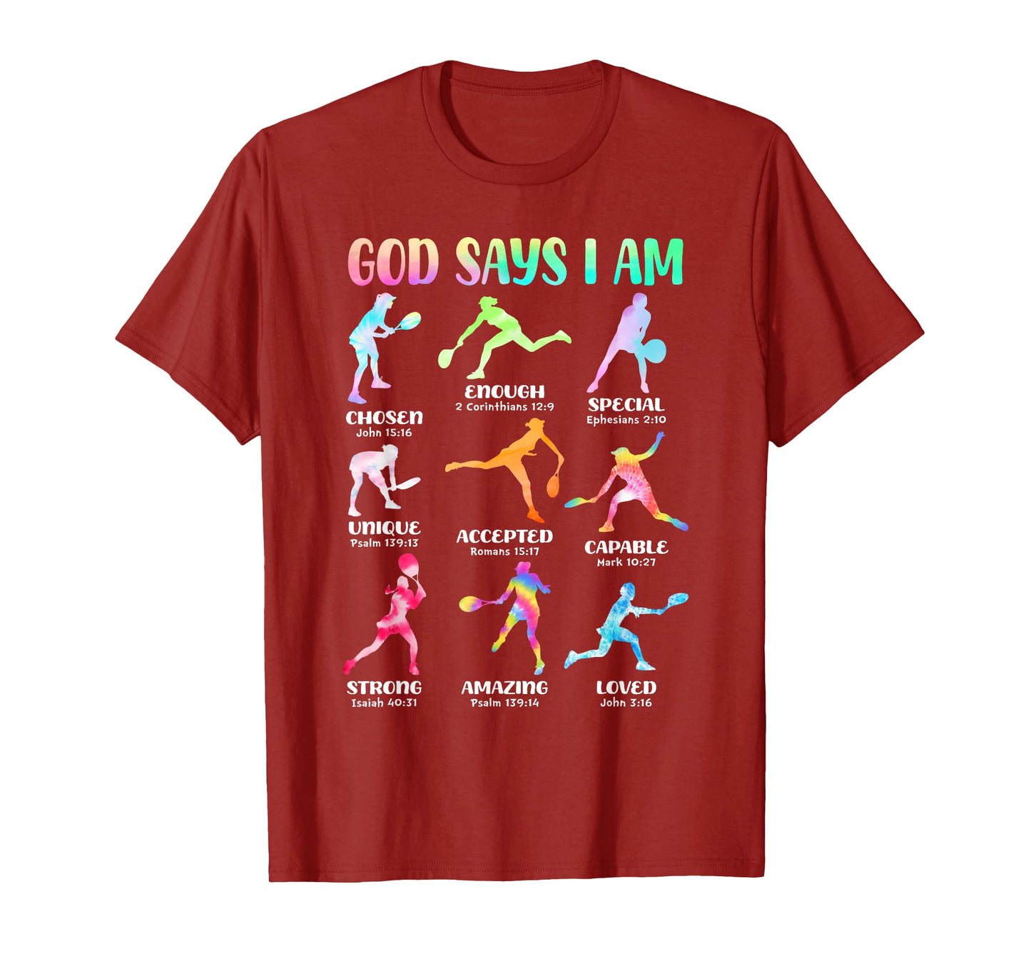 God Says I Am Christian Girls Teens Kids Tennis Tie Dye T-Shirt