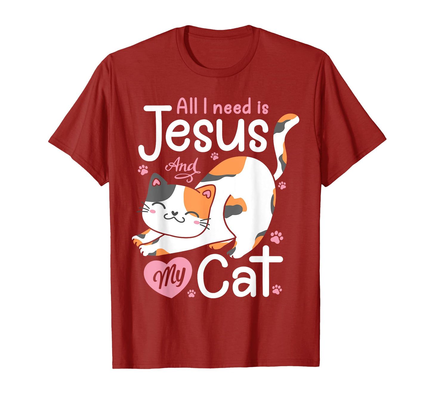 Feline Pawsitive Cat Co All I Need Is Jesus And My Cat Lover Christian Women Girls T-Shirt