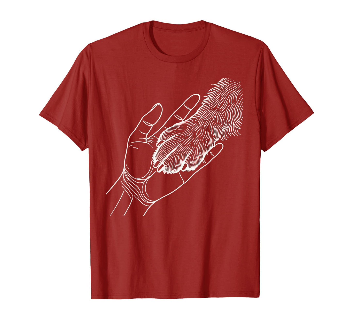 Dog And People Punch Hand Dog Man Friendship Bump Dog's Paw T-Shirt