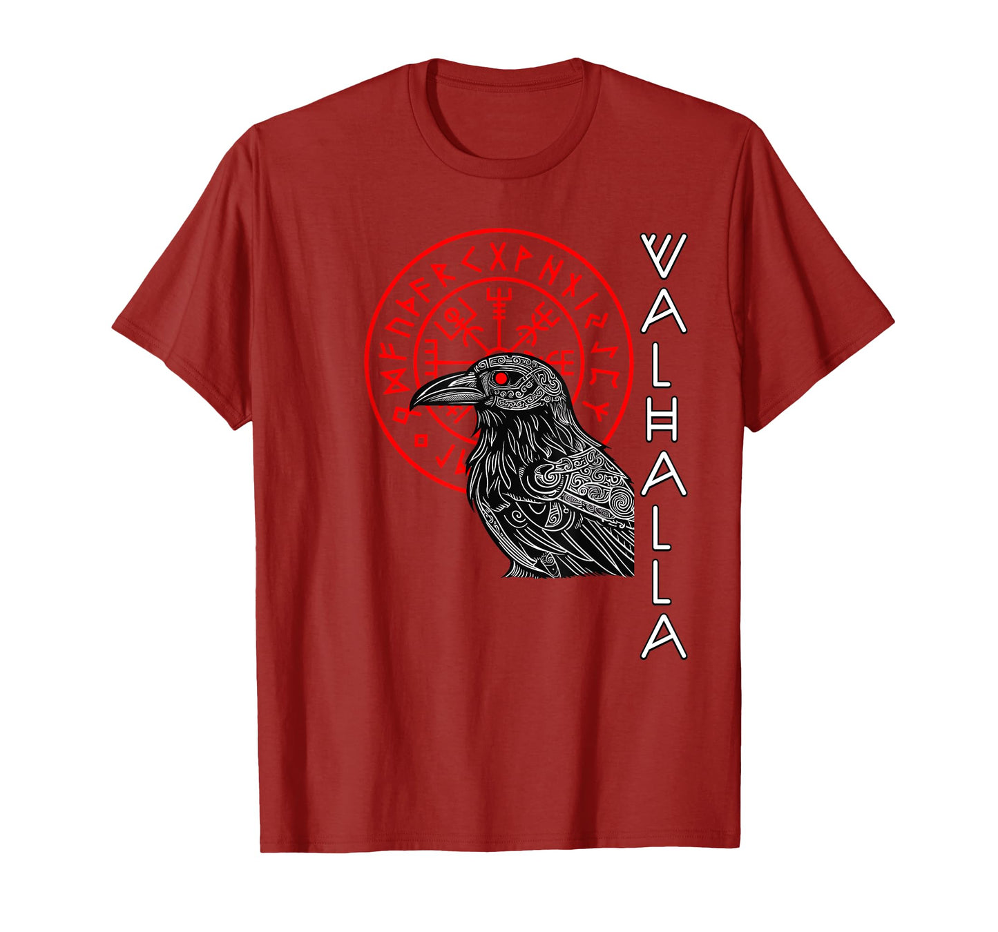 Valhalla Raven Odin's Raven Odin Runes Norse Compass Viking T-Shirt