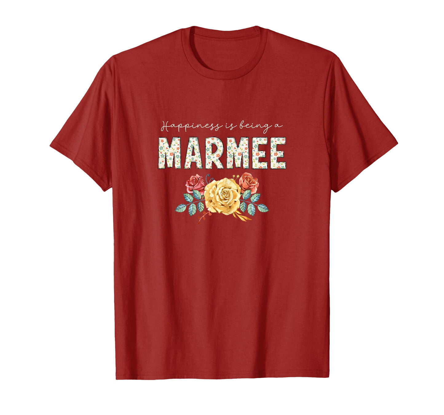 Happiness Is Being A Marmee Floral Flower Grandma T-Shirt