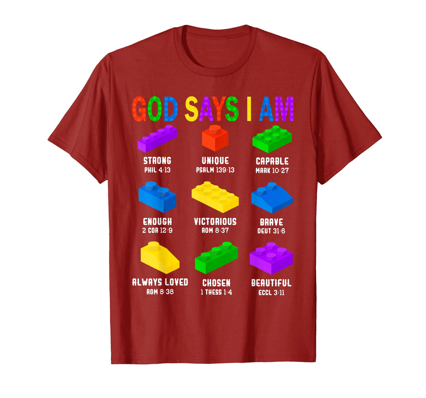 God Says I Am Building Brick Builder Block Boys Christian T-Shirt