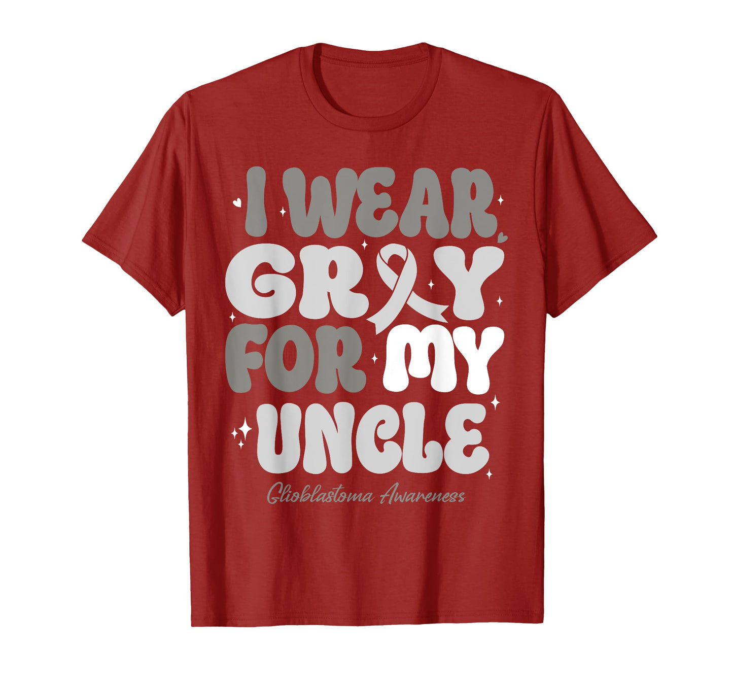 I Wear Gray For My Uncle Glioblastoma Awareness Ribbon Retro T-Shirt