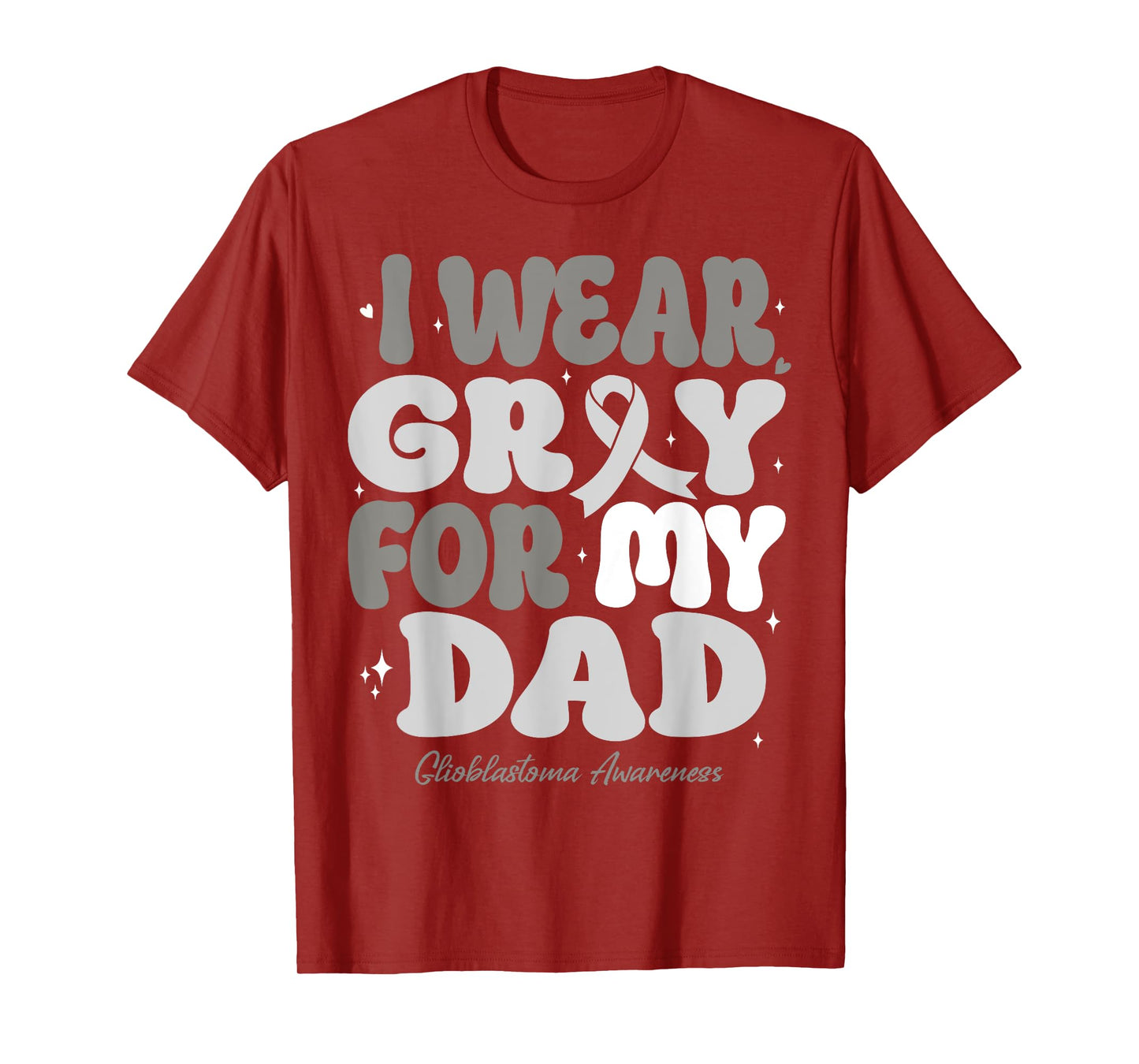 I Wear Gray For My Dad Glioblastoma Awareness Ribbon Retro T-Shirt