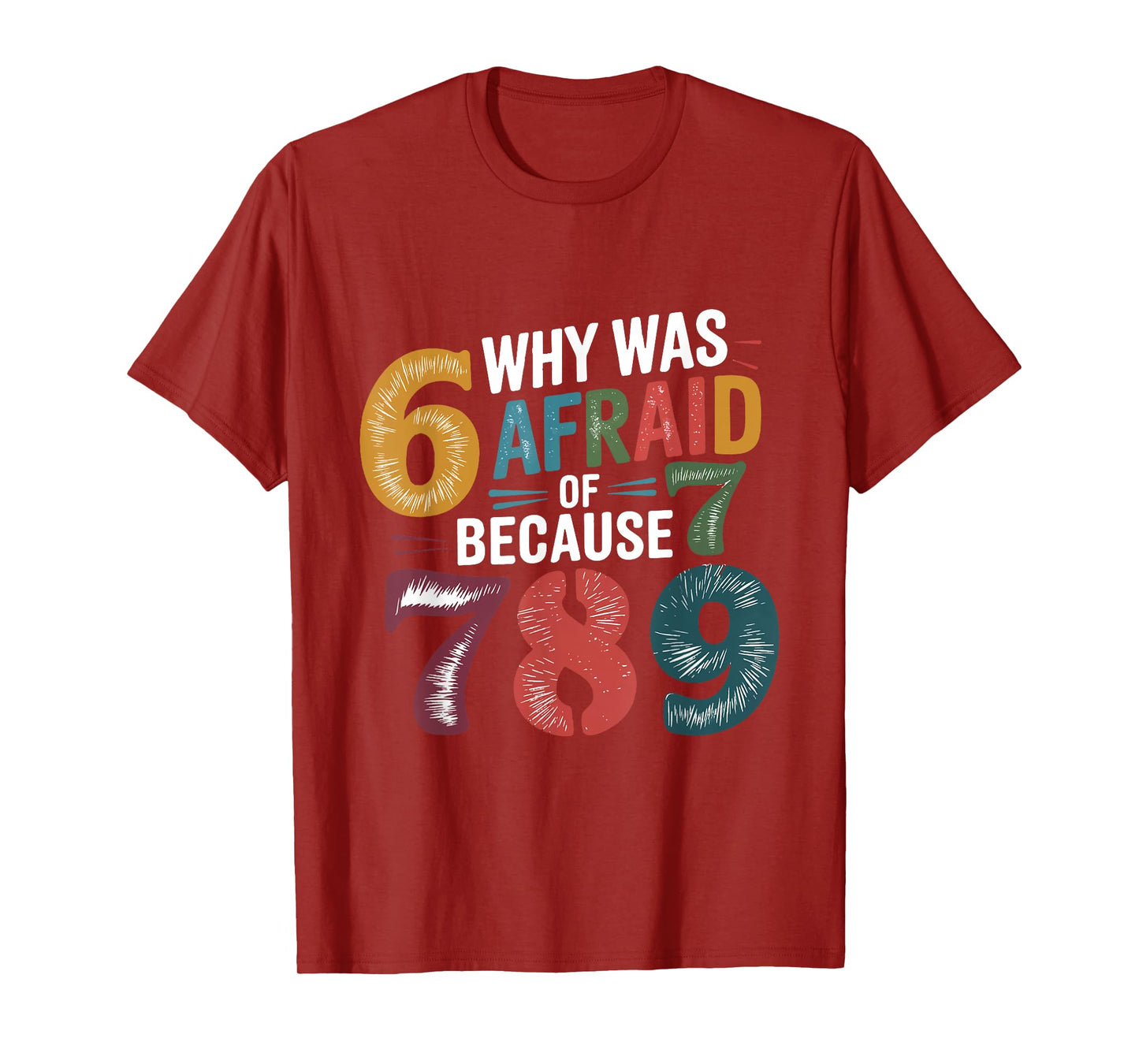 Why was six afraid of seven Because 789 Funny T-Shirt