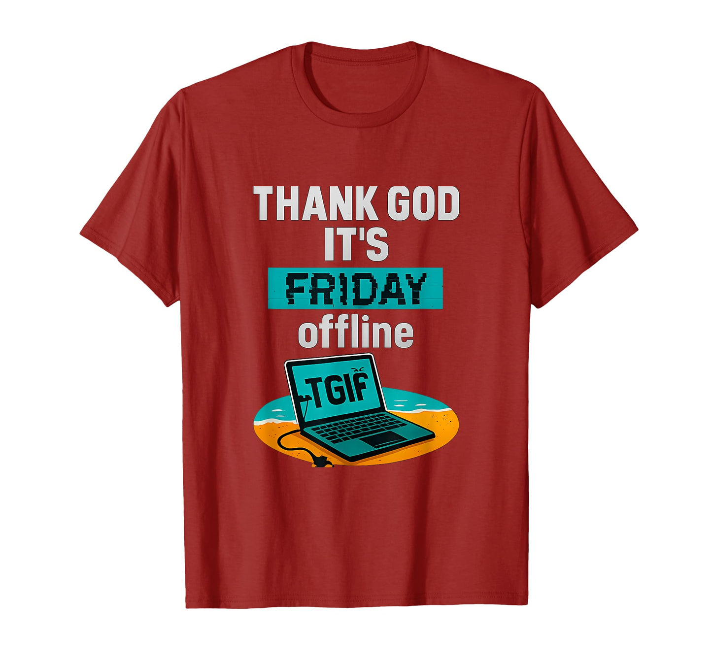 Thank God It’s Friday Offline Beach Laptop Graphic T-Shirt
