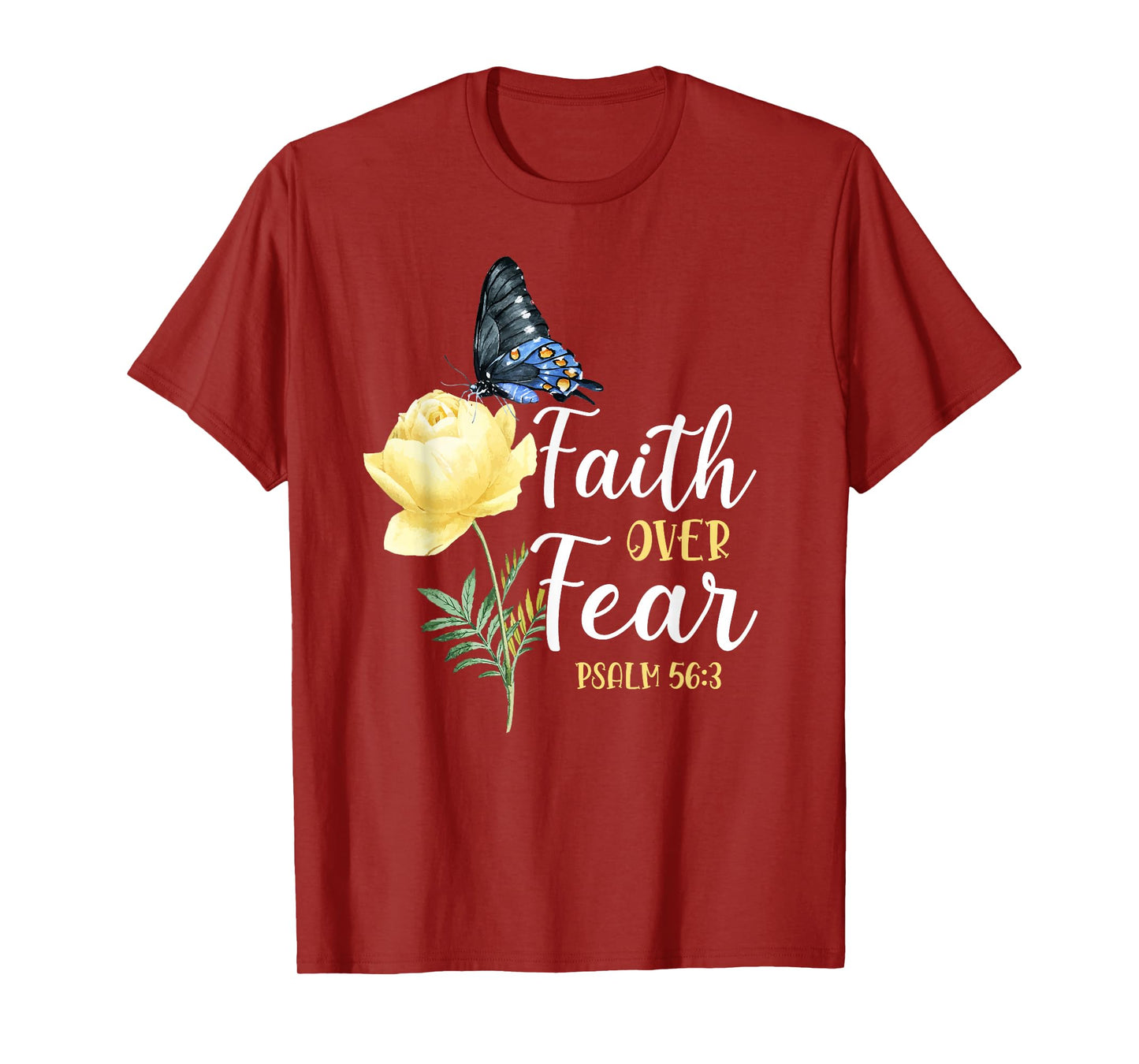 Christian Bible Verse Quote Butterfly Rose Flower Psalm 56:3 T-Shirt