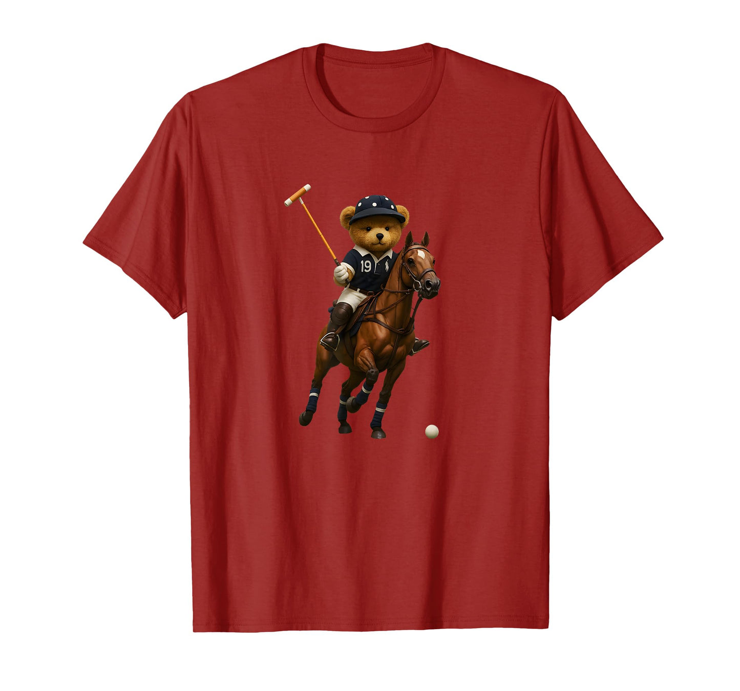 Cool Teddy Bear Playing Horse Polo Game Illustration Graphic T-Shirt