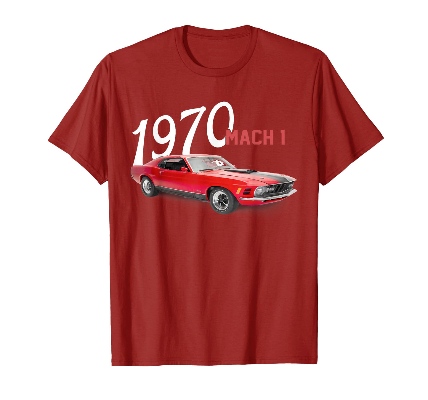 1970 70 Mach 1 Red Classic Vintage Old Car USA Flag T-Shirt