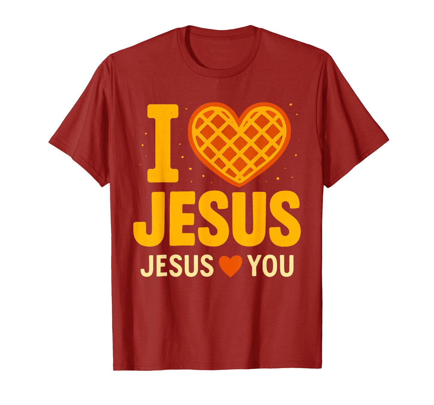 I Love Jesus Waffle Heart Faith Cute T-Shirt