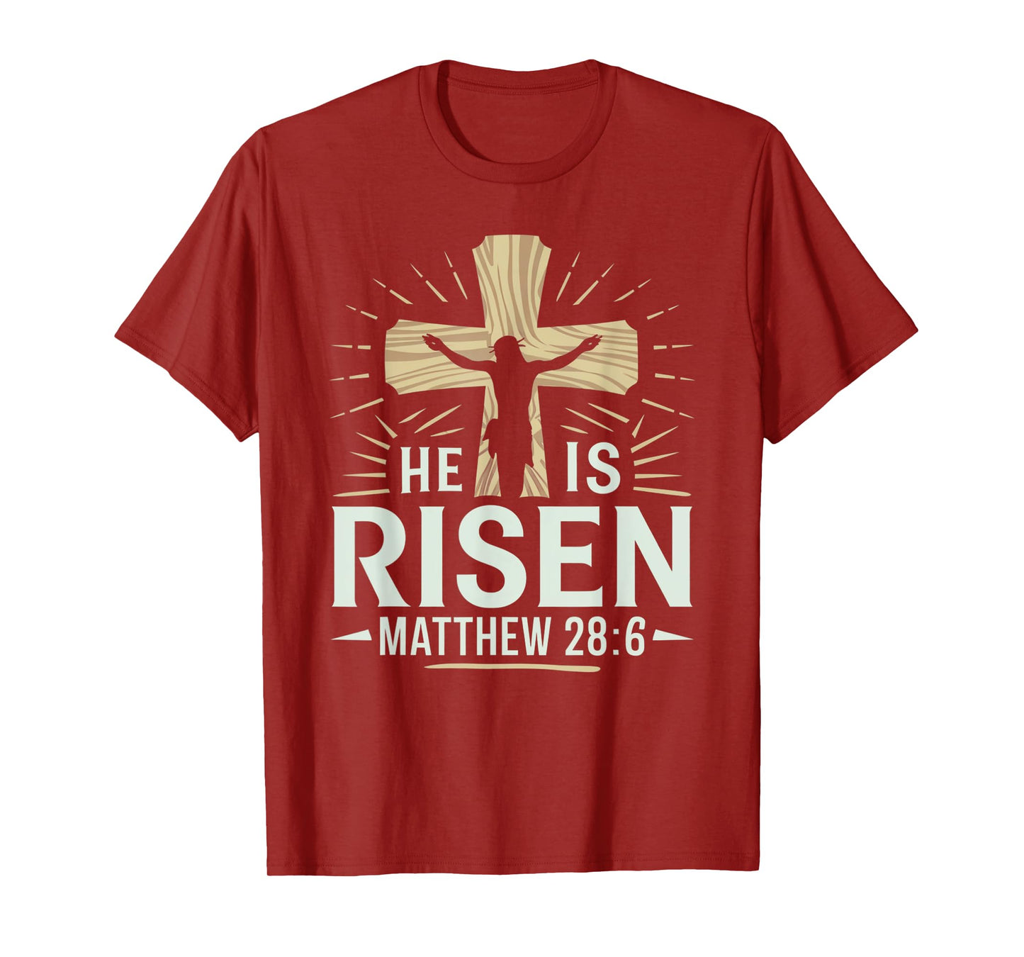 Easter Cross He Is Risen Jesus Christian Men Women Kid Youth T-Shirt