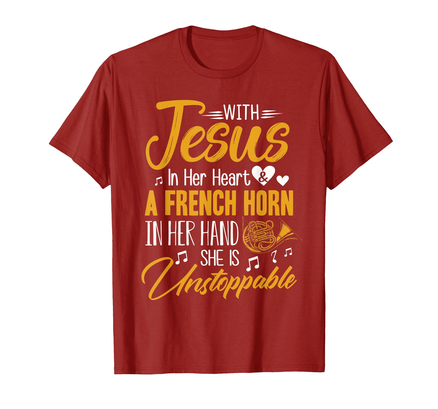 French Horn Shirt With Jesus In Her Heart French Horn Band T-Shirt