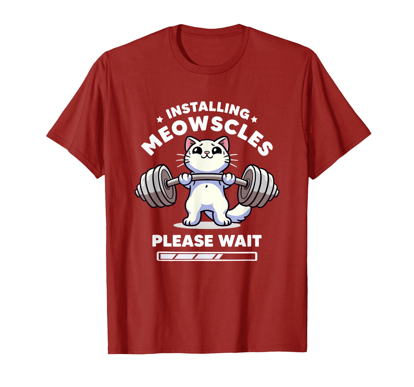 Installing Meowscles Please Wait Cat Funny Gym Quote Cat T-Shirt for Men Women Kids