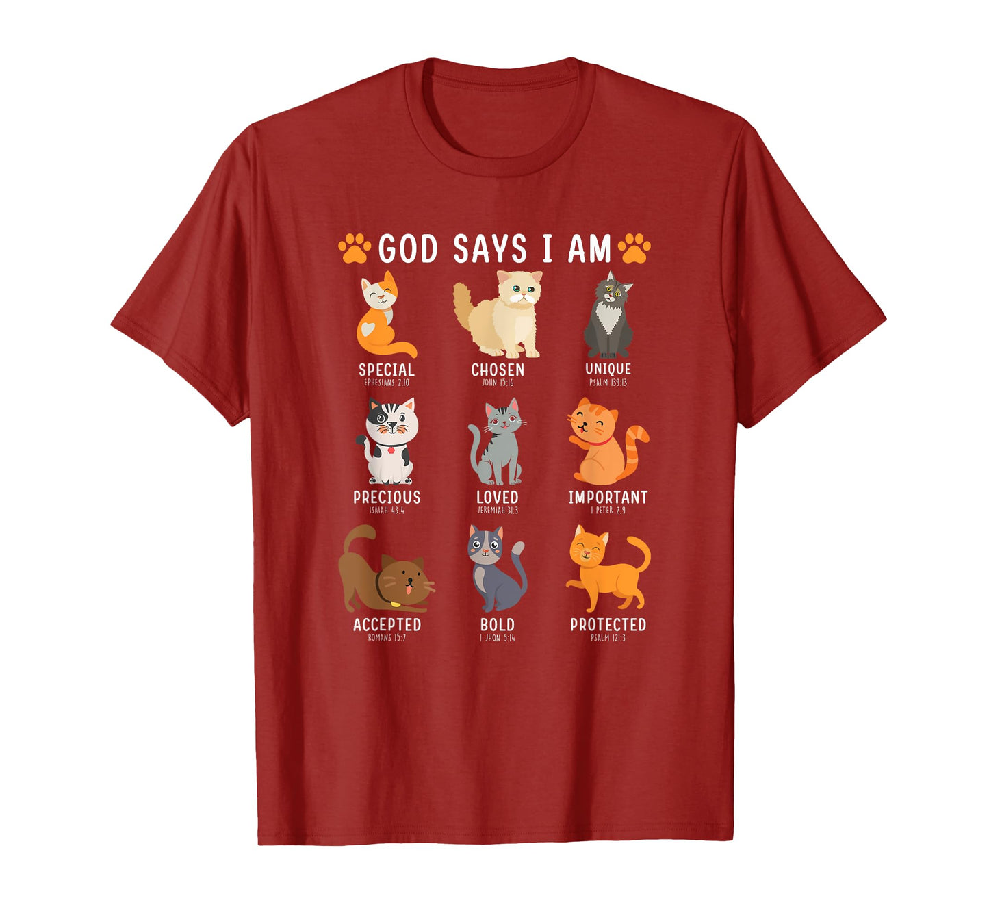 God Says I Am Kitten Cat Funny Cats Bible Verse Christian T-Shirt for Men Women Kids