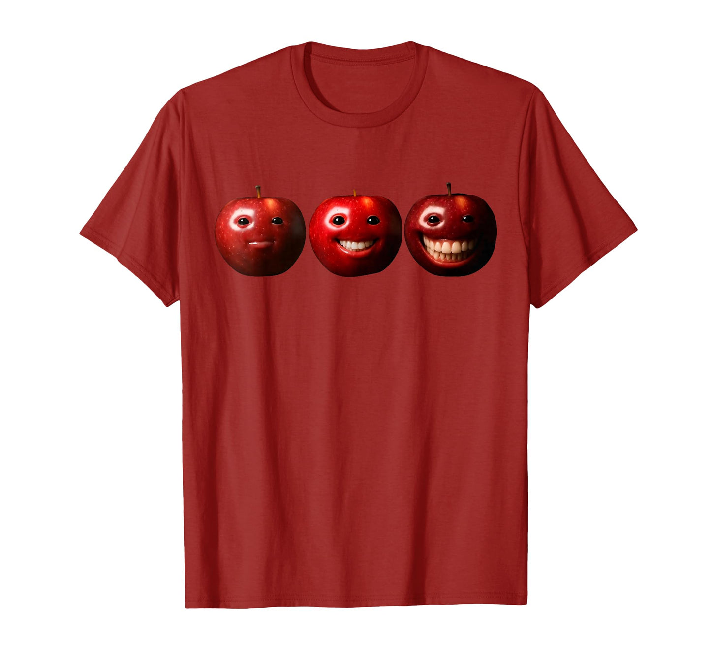 Funny Silly AI Apple gen z Meme BrainRot Humor Smiling Fruit T-Shirt