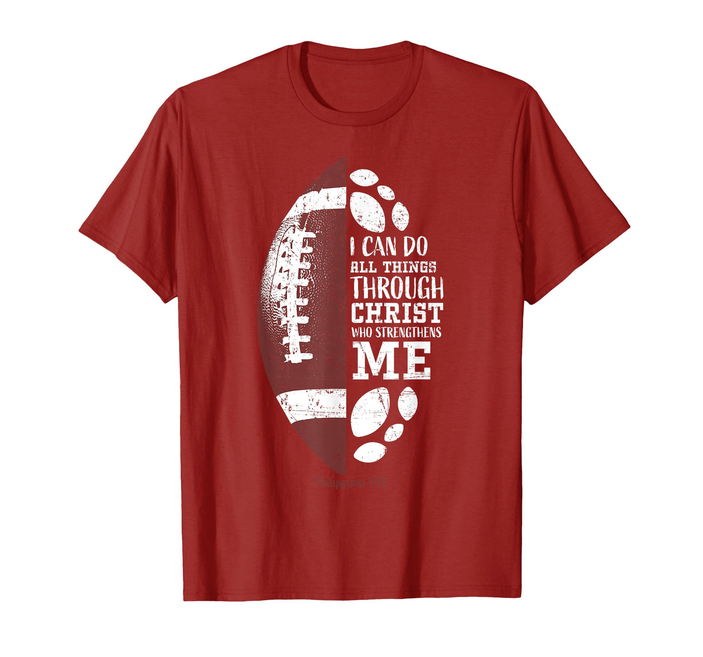 Christian Football Philippians 4:13 Religious Verse Faith T-Shirt