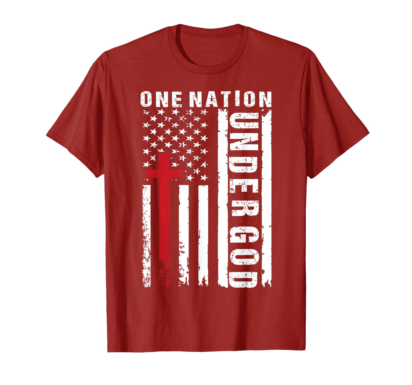 One Nation Under God Flag 4th Of July Patriotic Christian T-Shirt